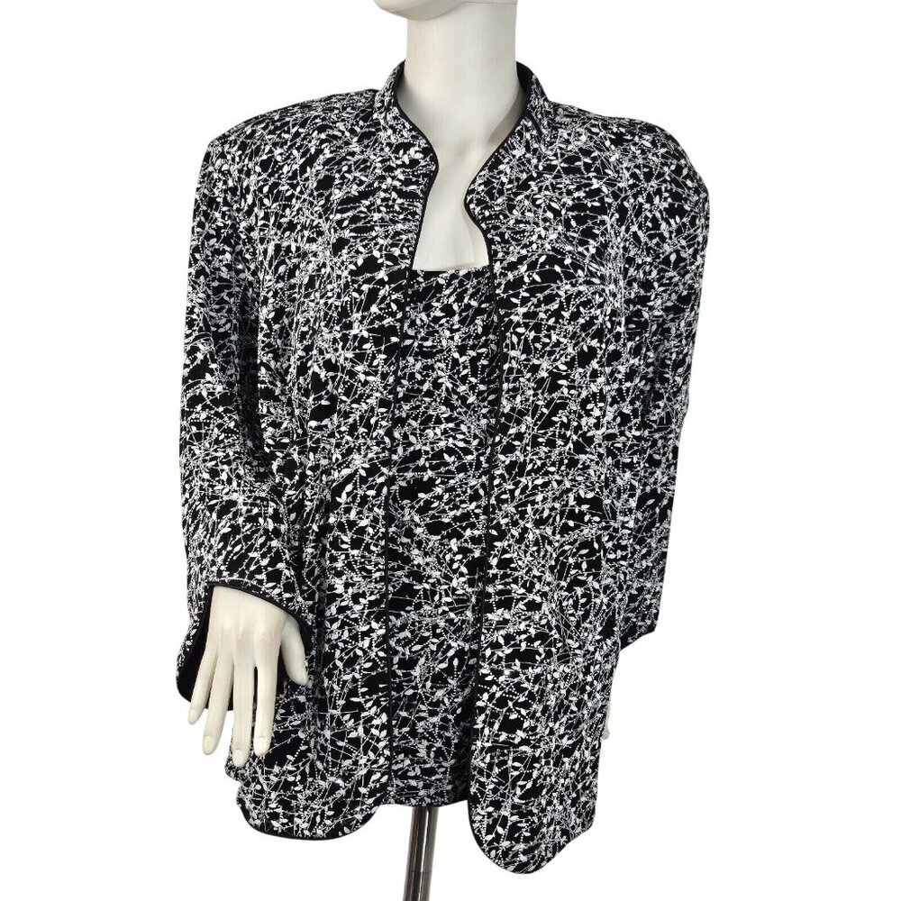 Alex Evenings Women's Size 3X Black Gray Glitter Print Tank Jacket Set (53)